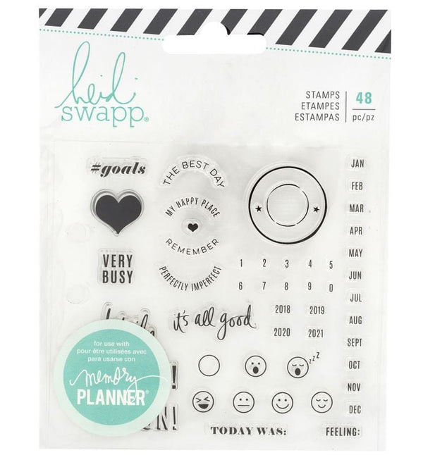 Heidi Swapp Color Fresh Dates Memory Planner Clear Stamps 48pcs