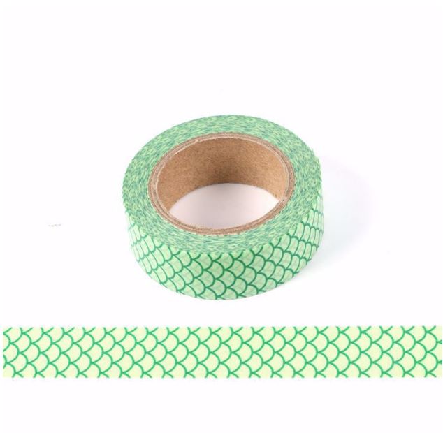 Mermaid Scales Green Washi Tape 15mm x 10m