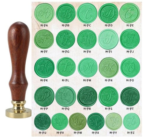 Mini Wax Seal Cursive on Leaves Monogram  (1.2cm) (Choose for N - Z)