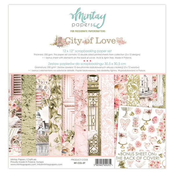 Mintay City of Love Paper Pad 12" x 12"