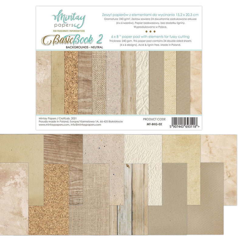 Mintay Neutral Backgrounds Basic Book 2 Paper Pad 6" x 8"