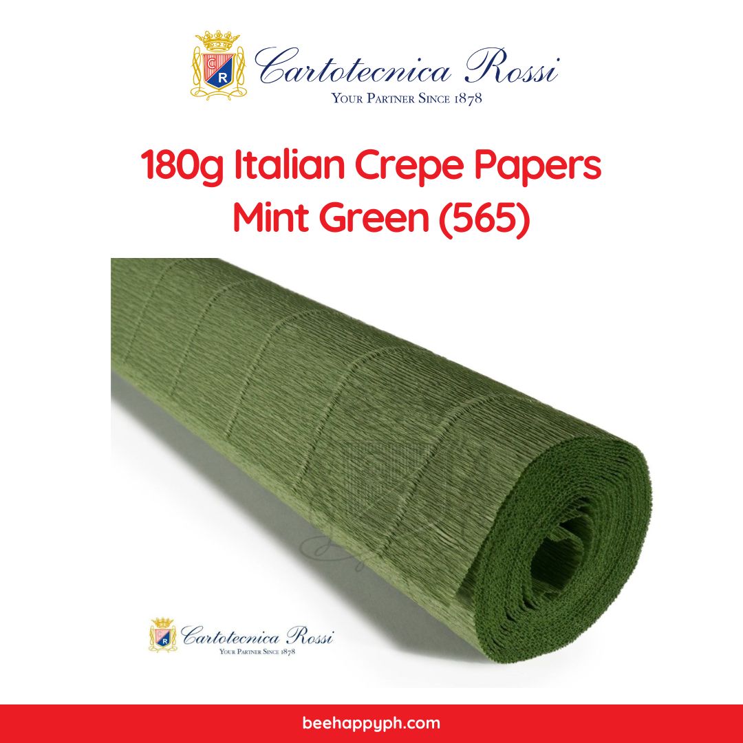 Cartotecnica Rossi Crepe Papers 180g (Green Shades) Full Roll Premium Italian Crepe Papers