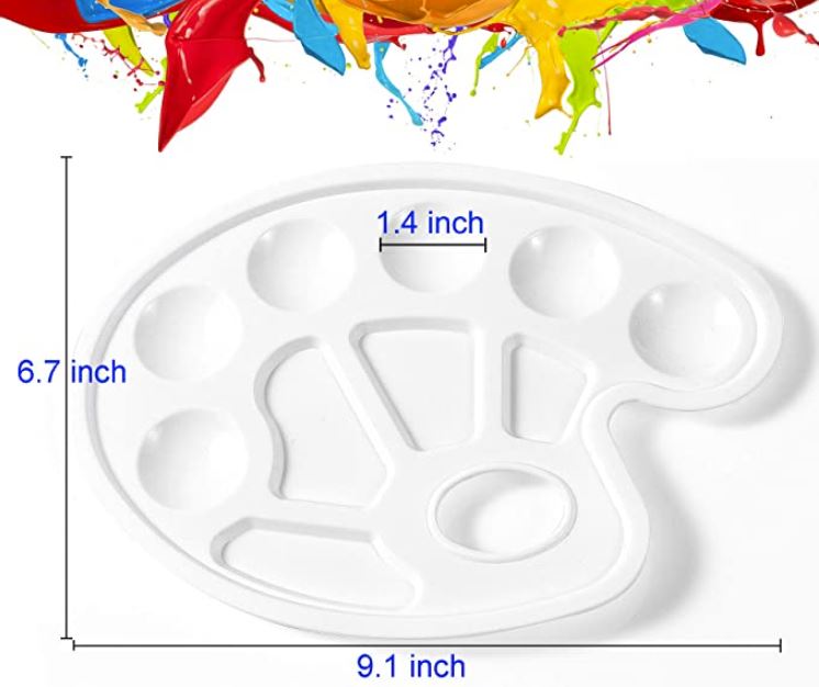 Plastic 10-Hole Palette w/ Thumb Hole Mixing Plate - 1 Piece