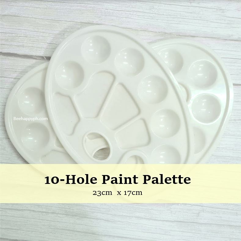 Plastic 10-Hole Palette w/ Thumb Hole Mixing Plate - 1 Piece
