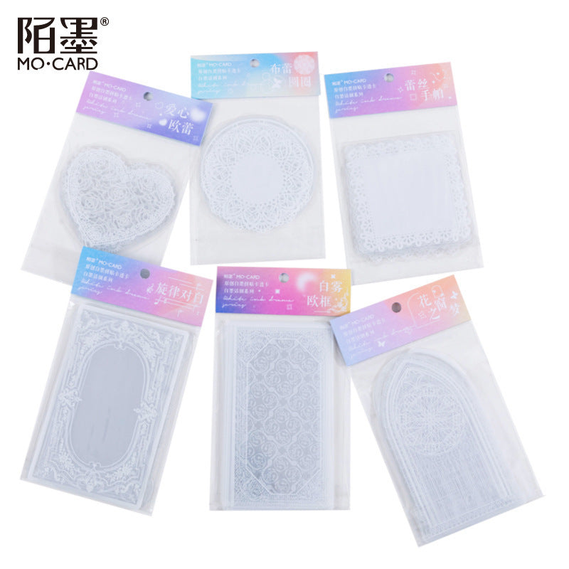 MoCard Romantic Lace White Ink Collage Card PET Deco Stickers