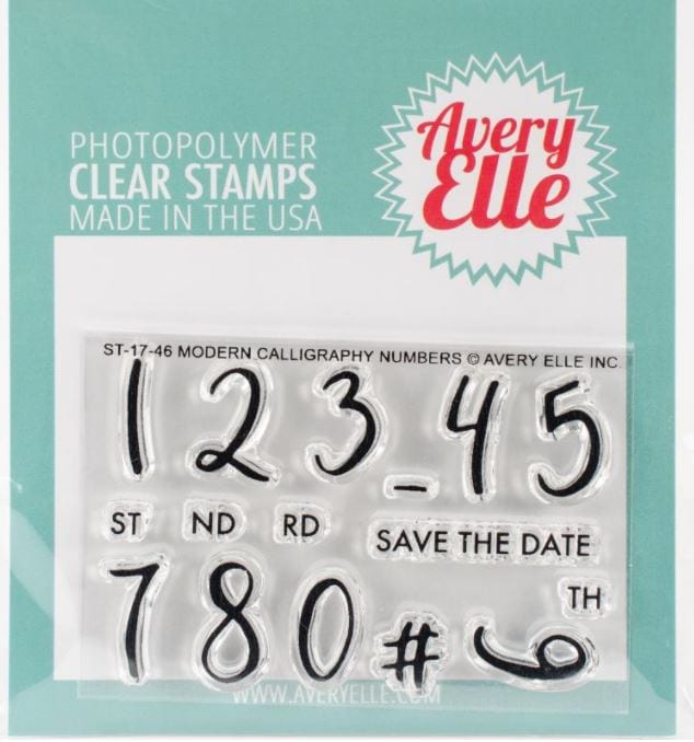 Avery Elle Modern Calligraphy Numbers Clear Stamps Stamps 2" x 3"