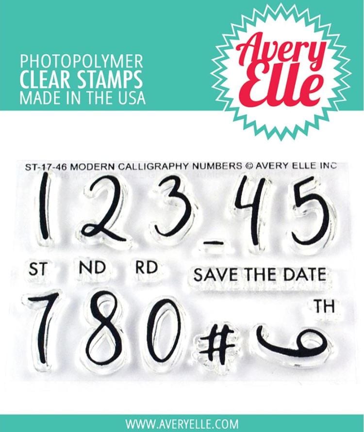 Avery Elle Modern Calligraphy Numbers Clear Stamps Stamps 2" x 3"