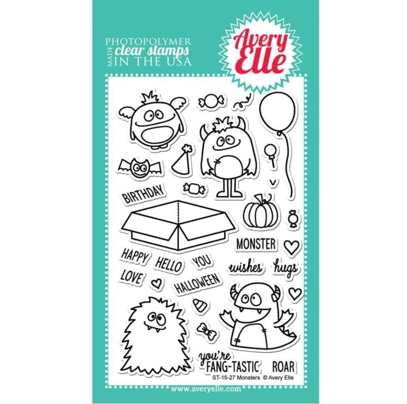 Avery Elle Monsters Clear Stamps Stamps 4"x 6"