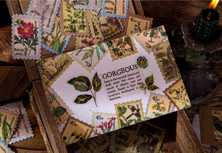 Yuxian Moriss' Garden Vintage Postage Stamp Sticker Flakes Pad