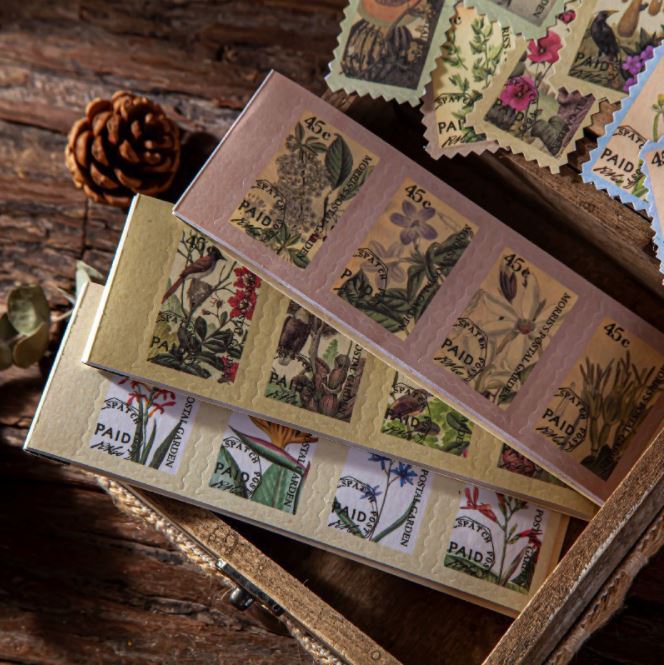 Yuxian Moriss' Garden Vintage Postage Stamp Sticker Flakes Pad
