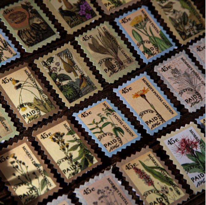 Yuxian Moriss' Garden Vintage Postage Stamp Sticker Flakes Pad