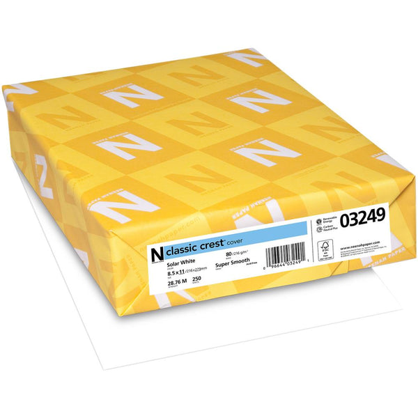 Neenah Solar White Classic Crest Cardstock 80lb 8.5"X11" 250/Pkg