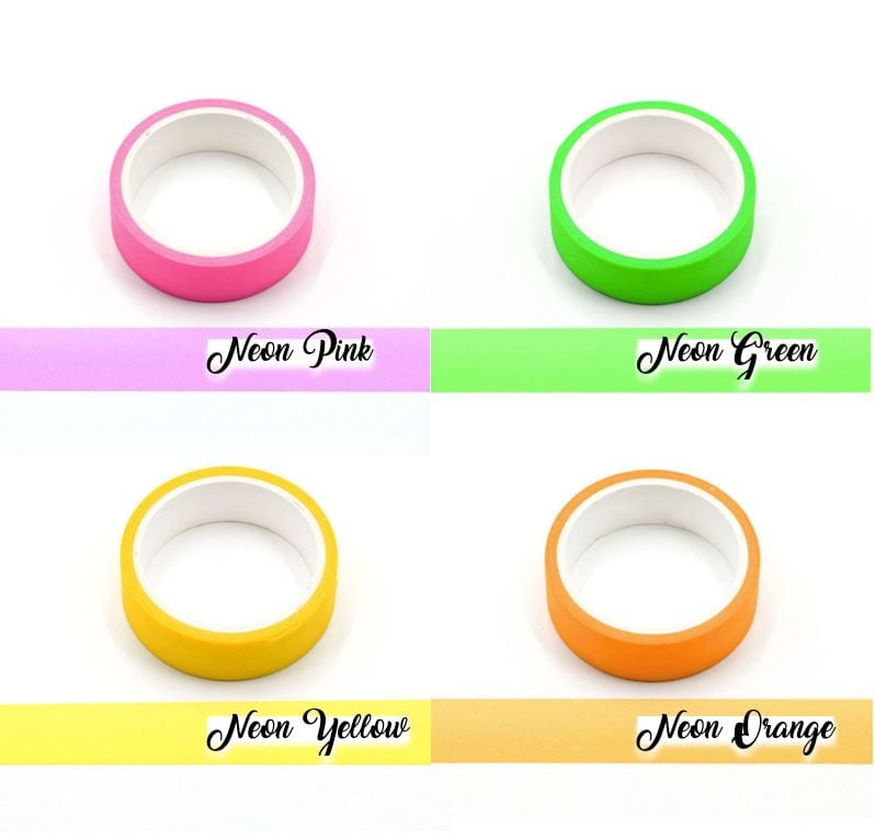 Solid Color Neon Washi Tape 15mm x 10m