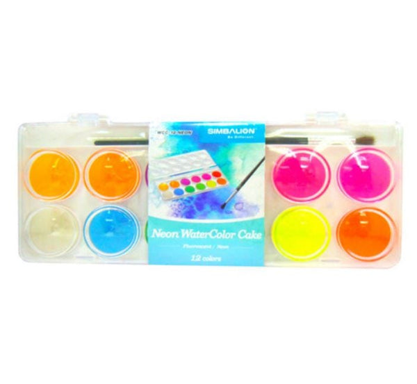Simbalion Neon Watercolor Cakes 12 Colors