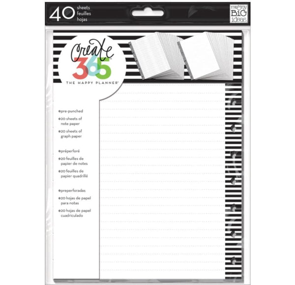 Me and My Big Ideas Note & Graph Fill Paper Classic Happy Planner (40 Sheets)