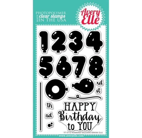 Avery Elle Numbered Balloons Clear Stamps Stamps 4" x 6"