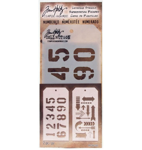 Stampers Anonymous Numbered Arrow Stencils Duo by Tim Holtz