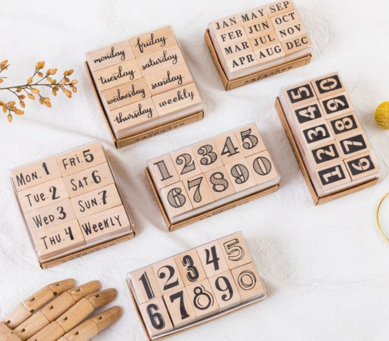 MoCard Days of the Week with Numbers Rubber Stamp Set