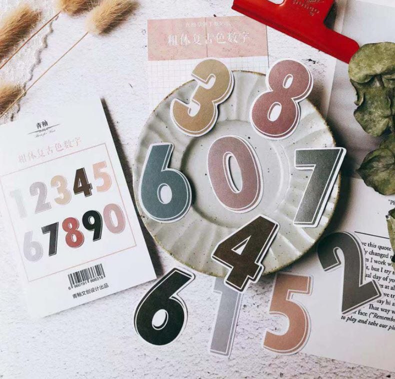 Numbers Neutrals Large Masking Sticker Flakes