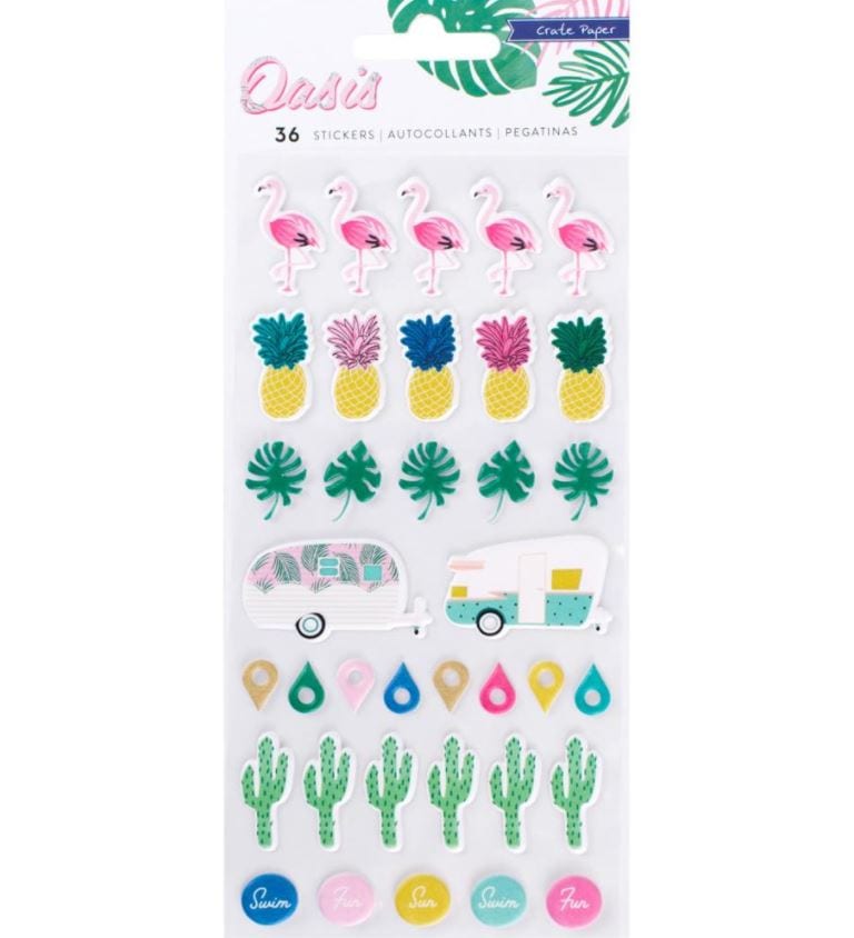 American Crafts Oasis Puffy Stickers Crate Paper
