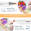 Ohuhu Honolulu Brush & Chisel 120 Basic Colors Dual Tips Alcohol Art Markers Y30-80401-96