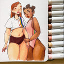 Ohuhu Honolulu 24 Skin Tone Colors Dual Tips Alcohol Art Markers Y30-80400-50 & Y30-80400-78