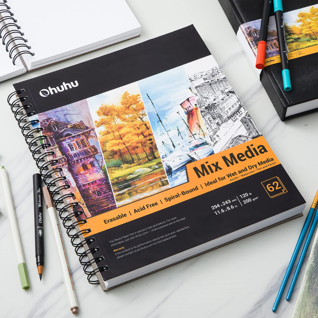 Ohuhu Spiral-Bound Mix Media Pad for Multiple Techniques Y44-83000-19, Y44-83000-20, Y44-83000-28