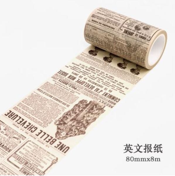 Twilight Old Newspaper Vintage Theme Masking Tape 80mm x 8m