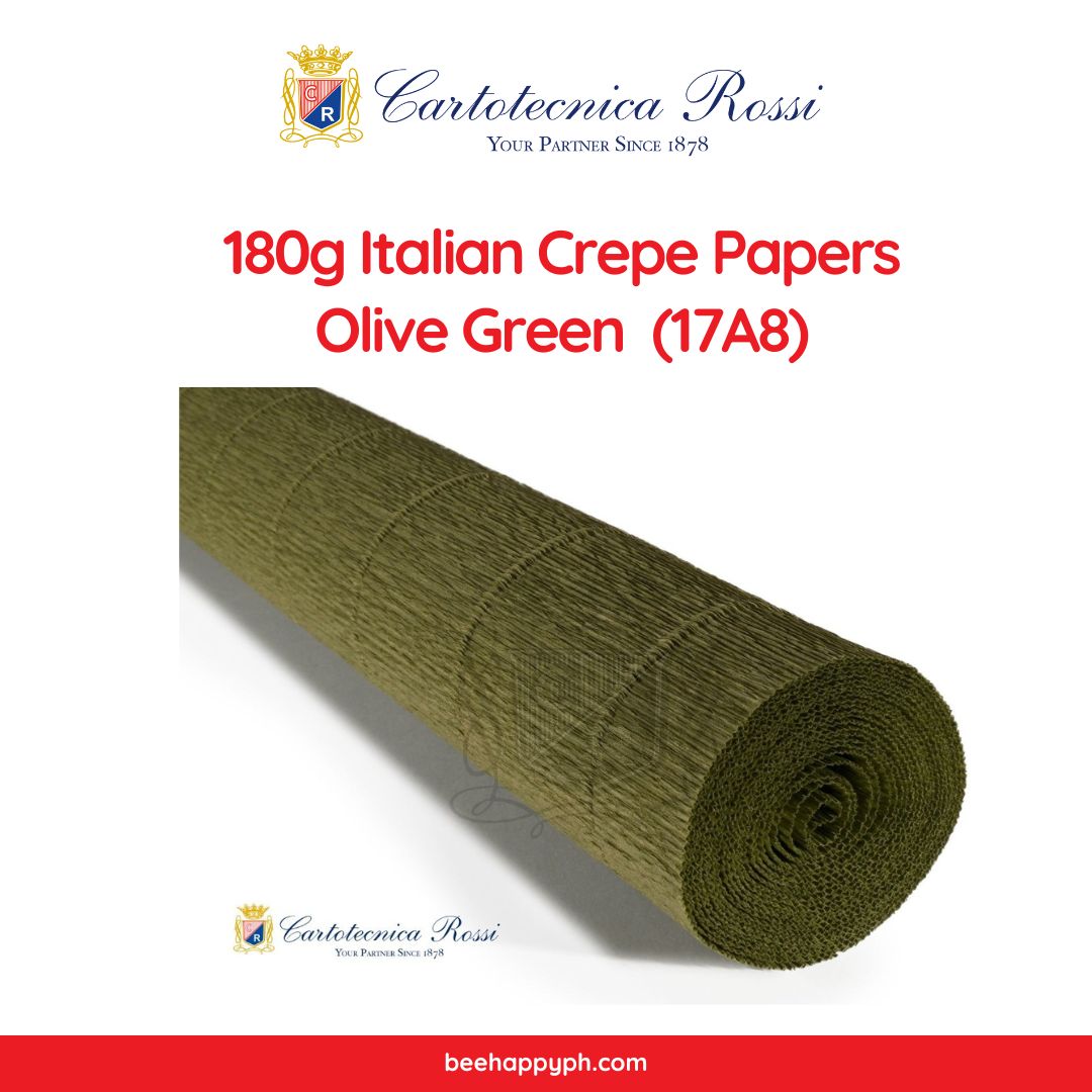 Cartotecnica Rossi Crepe Papers 180g (Green Shades) Full Roll Premium Italian Crepe Papers