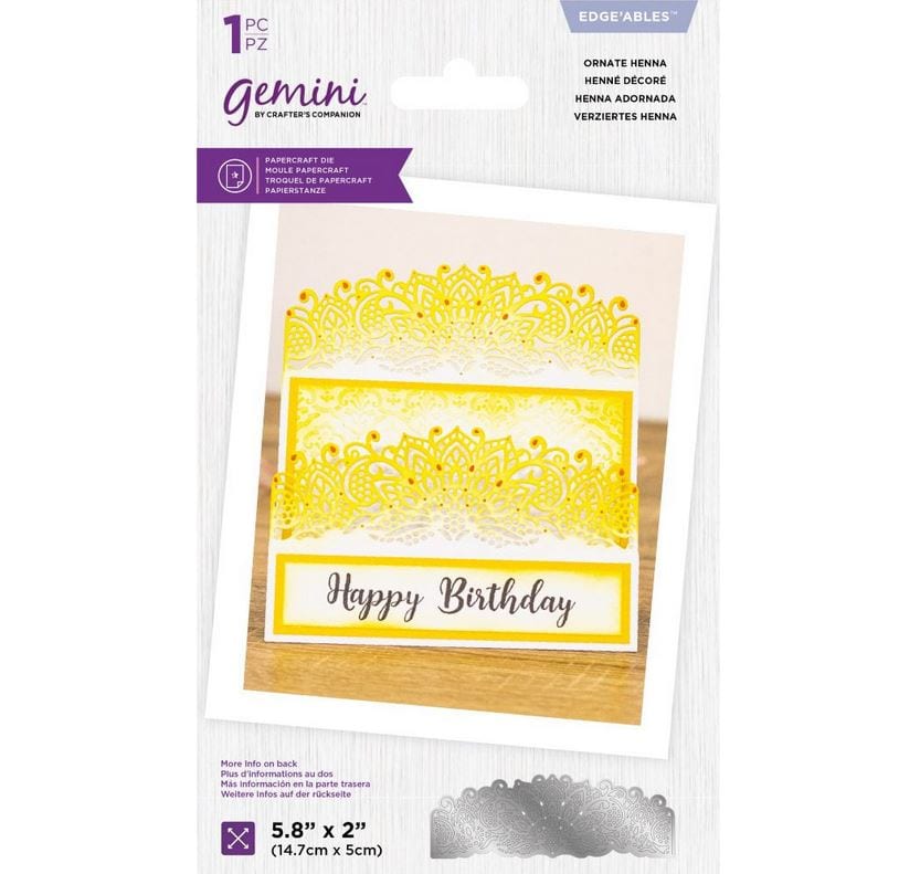 Crafter's Companion Ornate Henna - Gemini Lace Edge'ables Metal Dies