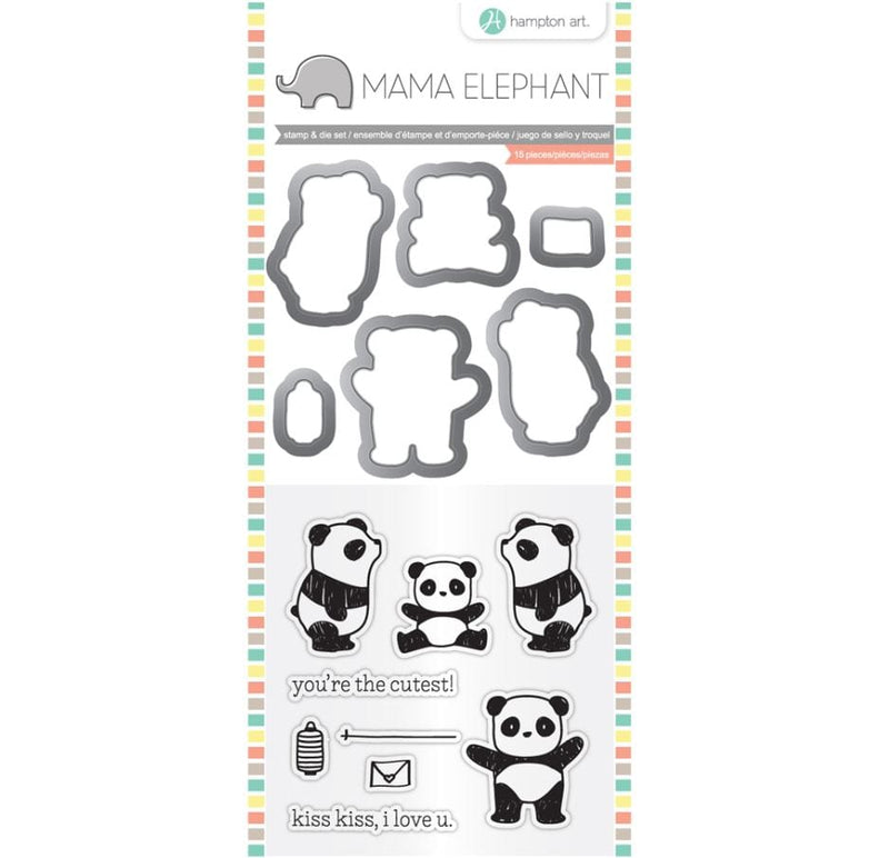 Hampton Art Mama Elephant Panda Clear Stamp & Die Set