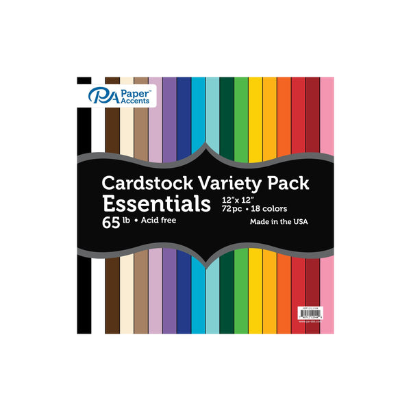 Paper Accents Essentials Card Variety Pack 12" x 12" 65lb 72pcs