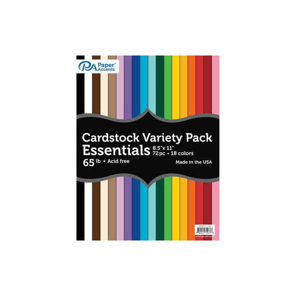 Paper Accents Essentials Card Variety Pack 8.5" x 11" 65lb 72pcs