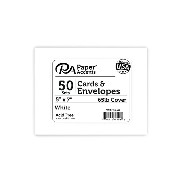 Paper Accents White Cards & Envelope 5" x 7"