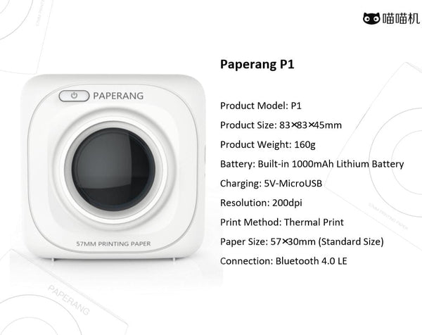 Paperang P1S Pink/Mint Green Wireless Inkless Portable Photo Printer