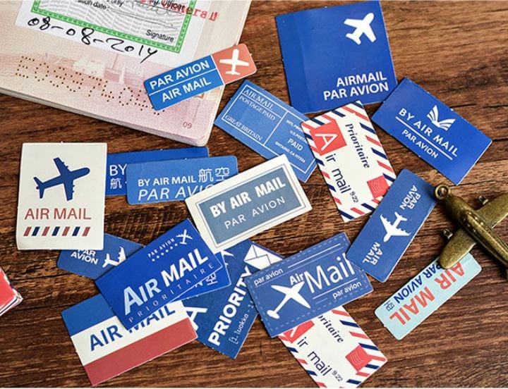 Par Avion Sticker Flakes in a Box