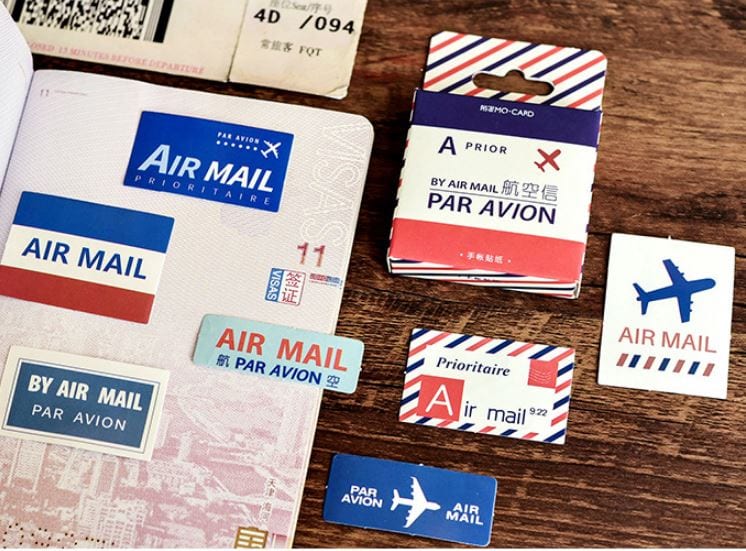 Par Avion Sticker Flakes in a Box