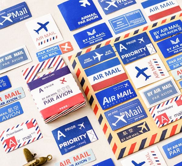 Par Avion Sticker Flakes in a Box