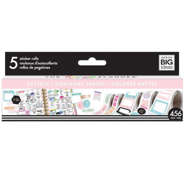 Me and My Big Ideas Pastels Sticker Rolls Happy Planner - 5 Rolls (456 pcs)