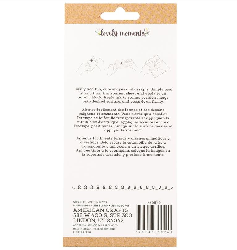 American Crafts Lovely Moments Pebbles Acrylic Clear Stamps