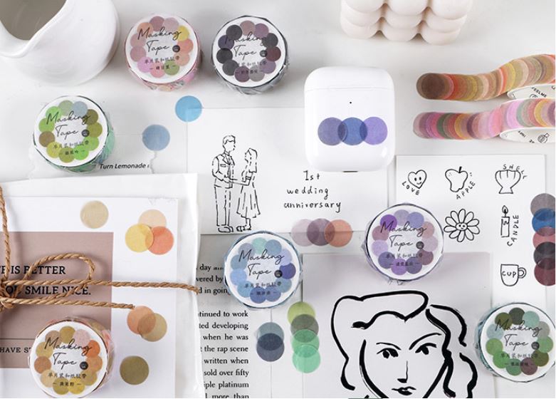 Infeel.Me Masking Tape Washi Tape Dots / Round Tapes 100pcs