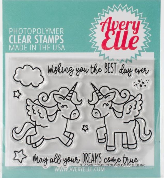 Avery Elle Pegasus Duo Clear Stamps Stamps 3" x 4"