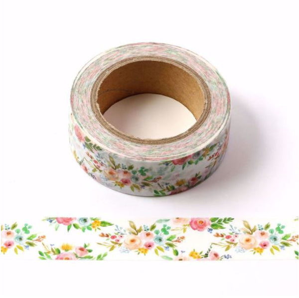 Pretty Peony Flowers Washi Tape 15mm x 10m