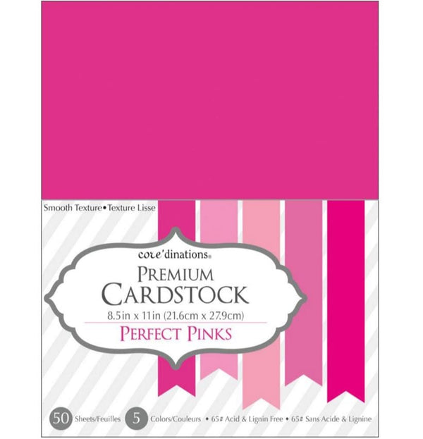 Core'dinations Perfectly Pink Value Pack Cardstock 8.5"X11" 50/Pkg