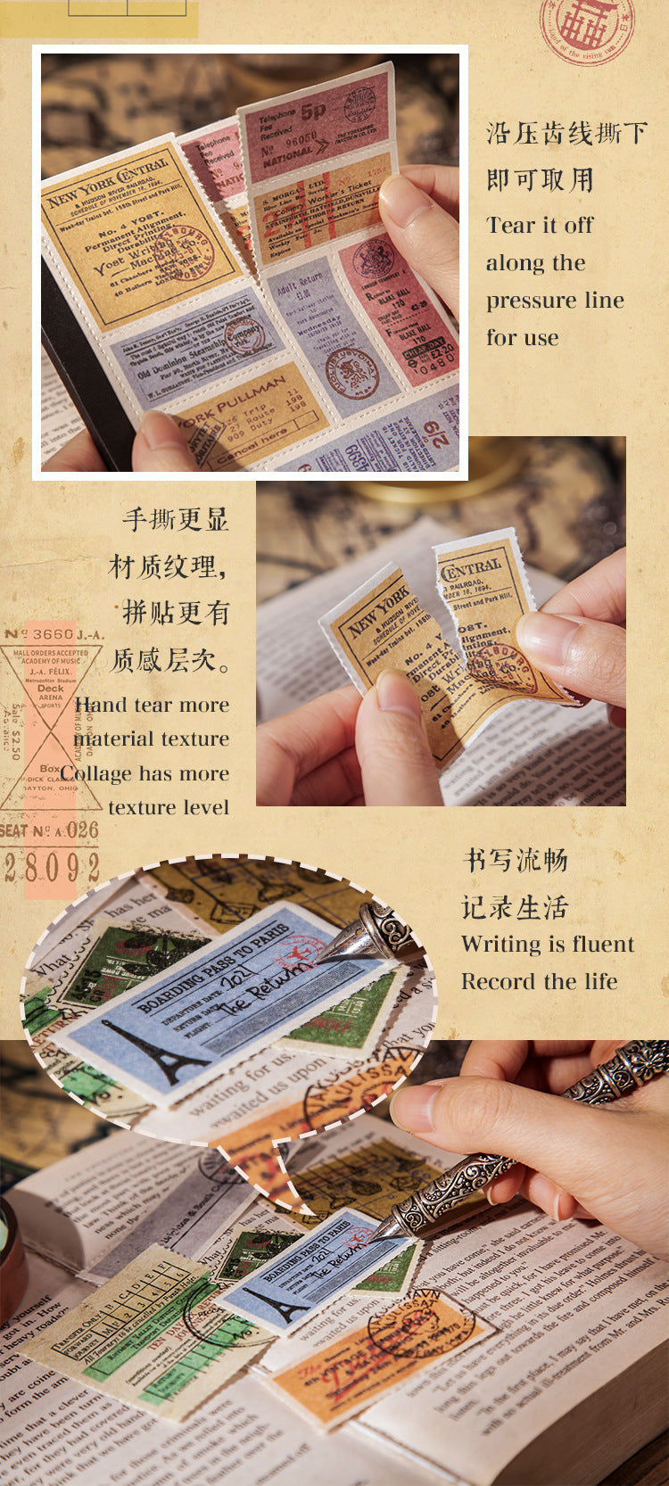Vintage Transport Ticket Ephemera Pads (30 sheets - 600pcs)
