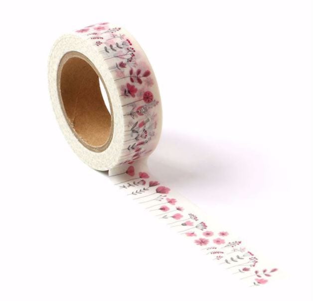 Pink Dancing Flowers Washi Tape 15mm x 10m