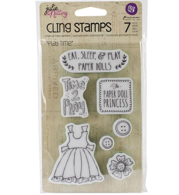 Prima Marketing Play Time Julie Nutting Mixed Media Cling Rubber Stamps 4" x 6"