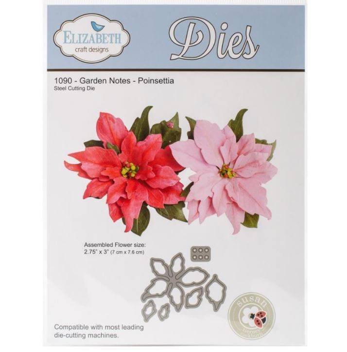 Poinsettia Garden Notes Elizabeth Craft Metal Die By Susan's Garden Club