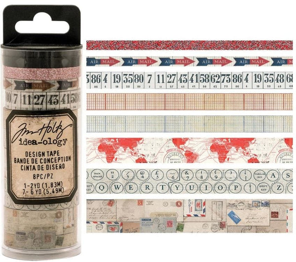 Tim Holtz Postal Design Washi Tape Set Idea-Ology - 8 Rolls
