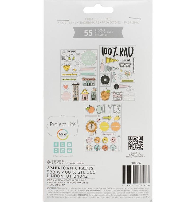 Project 52 Rad Chipboard Stickers Project Life